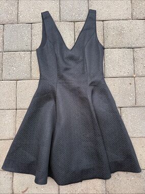 ERIN by Erin Fetherston Black Textured Fit & Flare Mini Dress